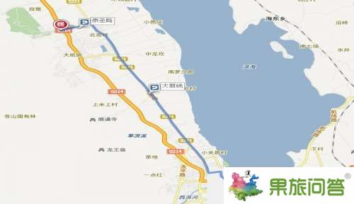 从大理火车站到崇圣寺三塔地图路线